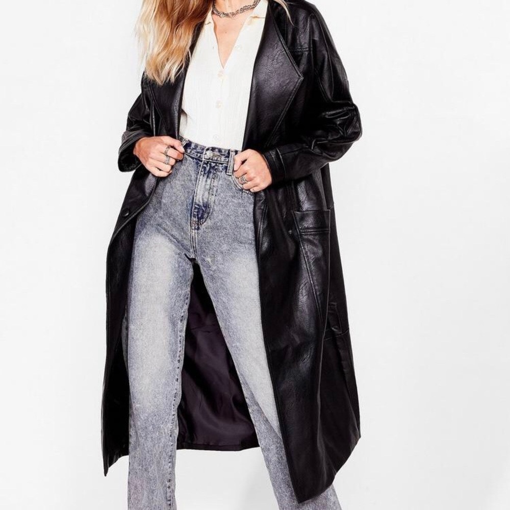Faux Leather Oversized Maxi Coat